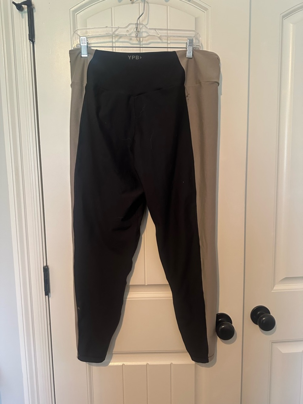 YPB Colorblock High-Waist Leggings in Black and Taupe